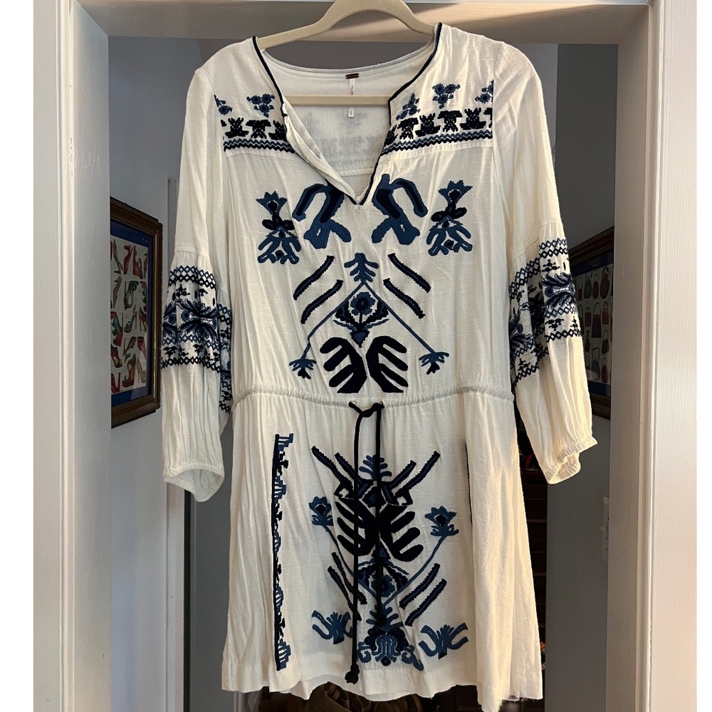 Free People RESORT Embroidered Mini Dress Size Small
